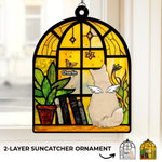 Custom Name Cat Window Scene Decor - Personalized Suncatcher Ornament