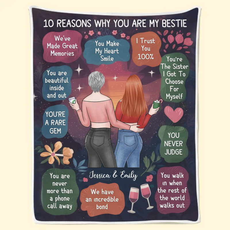 Friendship Is A Journey That Lasts A Lifetime - Bestie Personalized Custom Blanket - Gift For Best Friends, BFF, Sisters