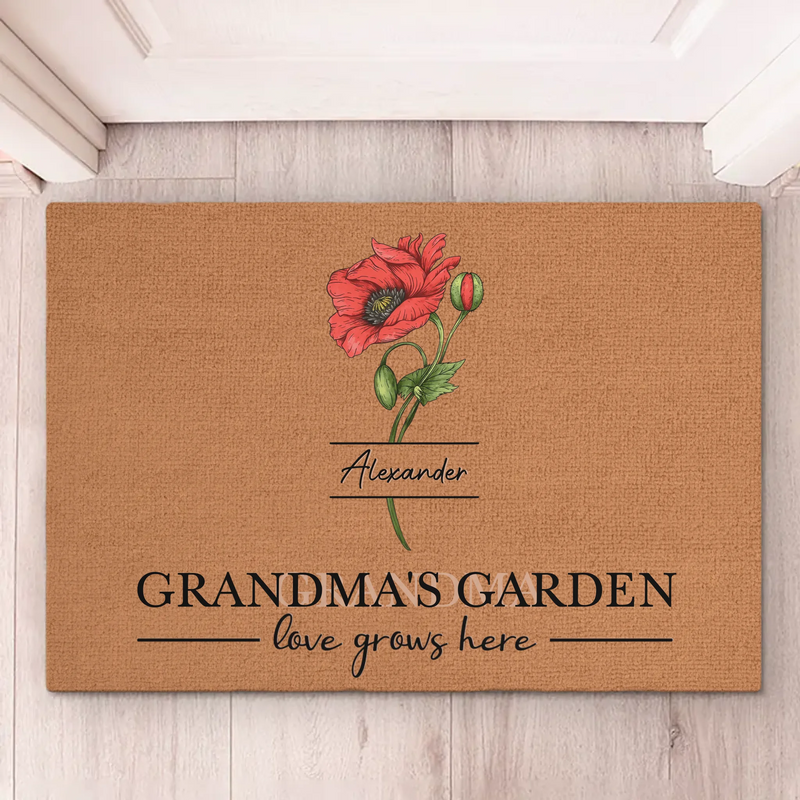 Custom Name Grandma's Garden Family Gifts - Personalized Doormat