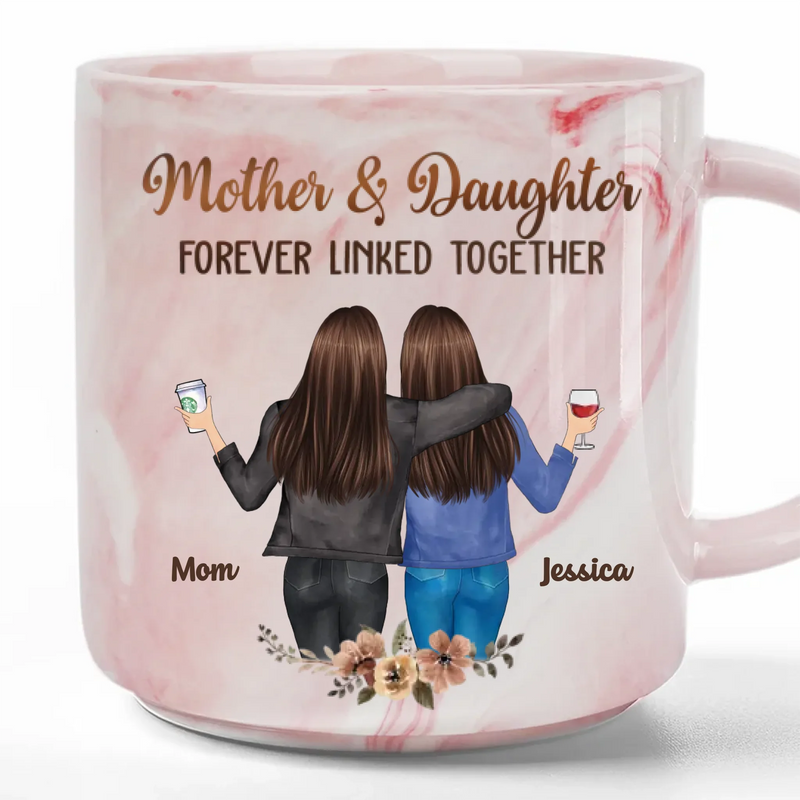 A Mother's Love Endures Through All - Family Personalized Custom Marble Mug - Mother's Day, Gift For Mom, Daughter