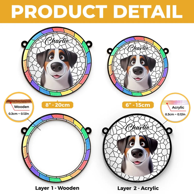 Custom Name Stained Glass Dog Gifts for Dog Lovers - Personalized Suncatcher Ornament