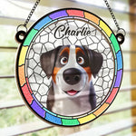 Custom Name Stained Glass Dog Gifts for Dog Lovers - Personalized Suncatcher Ornament