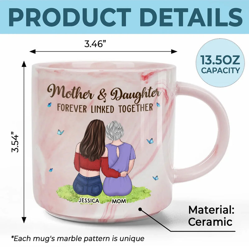 A Mother’s Love, A Daughter’s Strength - Family Personalized Custom Marble Mug - Mother's Day, Gift For Mom, Daughter