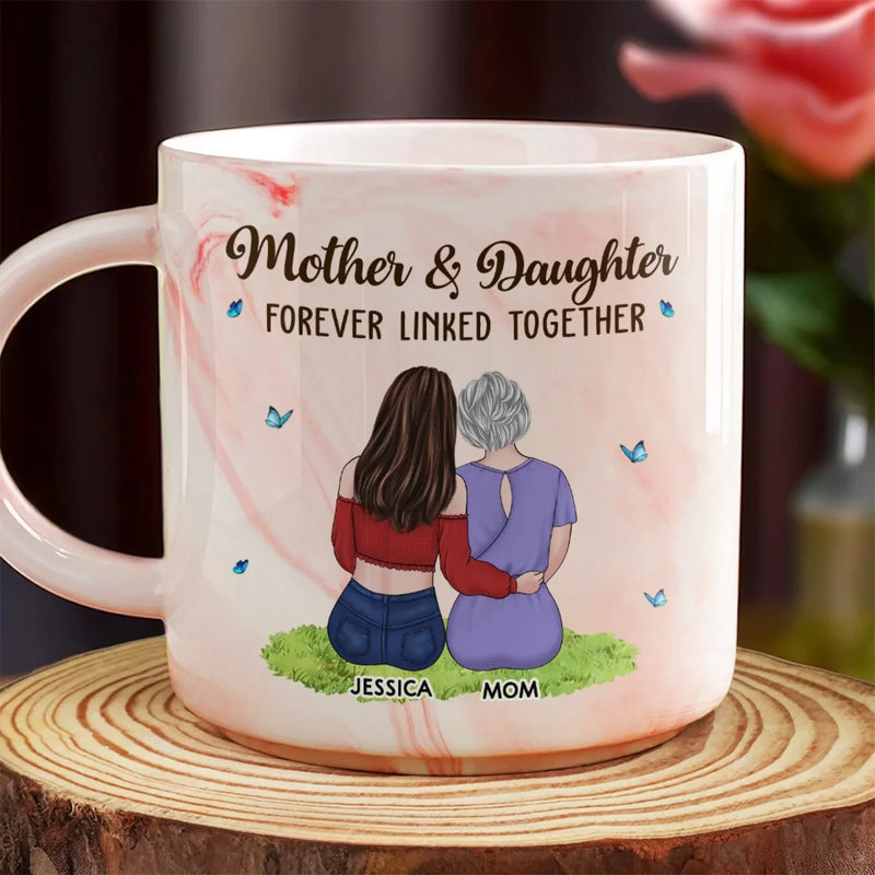 A Mother’s Love, A Daughter’s Strength - Family Personalized Custom Marble Mug - Mother's Day, Gift For Mom, Daughter
