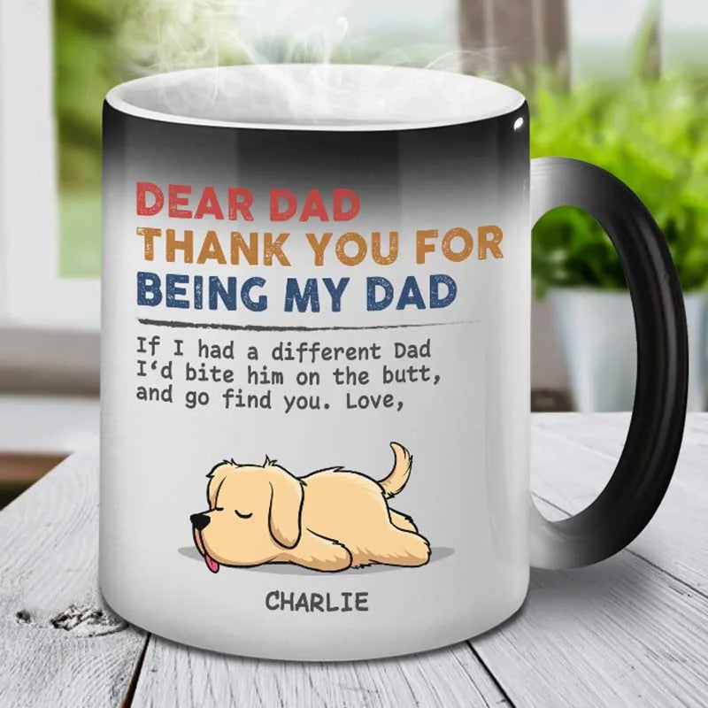 Custom Dog Name Gifts for Dad - Personalized Changing Mug