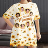 Custom Photo Where Love Grows, So Do Happy Faces - Family Personalized Custom Women's Sleep Tee - Mother's Day Gift For Mom, Grandma