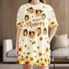 Custom Photo Where Love Grows, So Do Happy Faces - Family Personalized Custom Women's Sleep Tee - Mother's Day Gift For Mom, Grandma