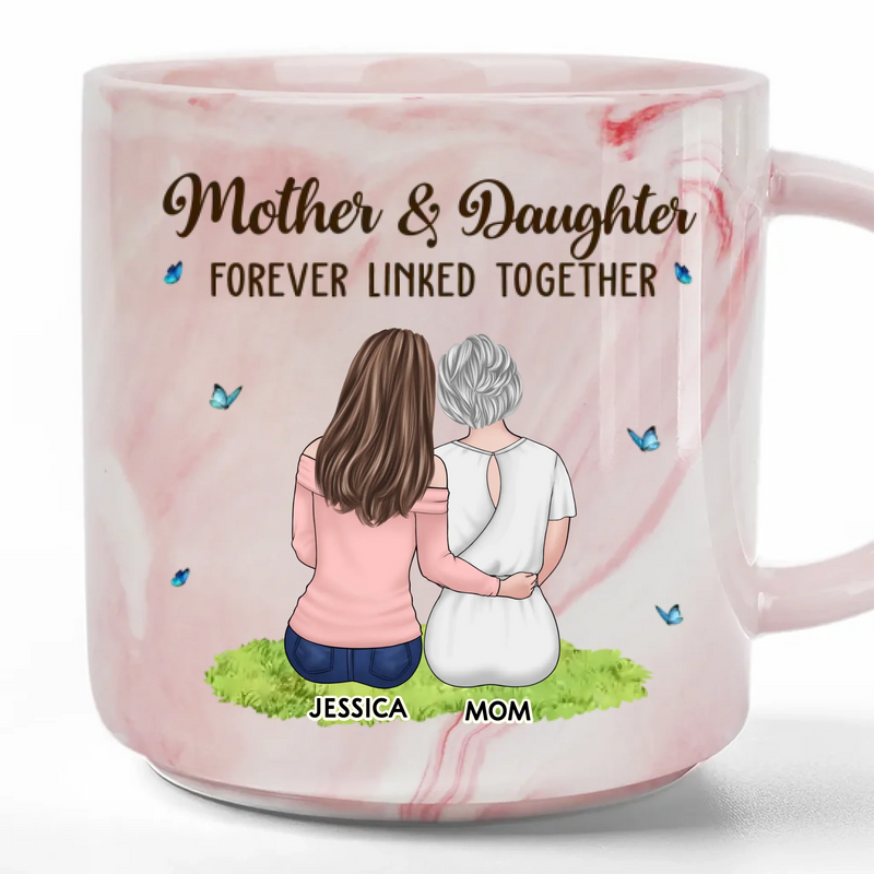 A Mother’s Love, A Daughter’s Strength - Family Personalized Custom Marble Mug - Mother's Day, Gift For Mom, Daughter