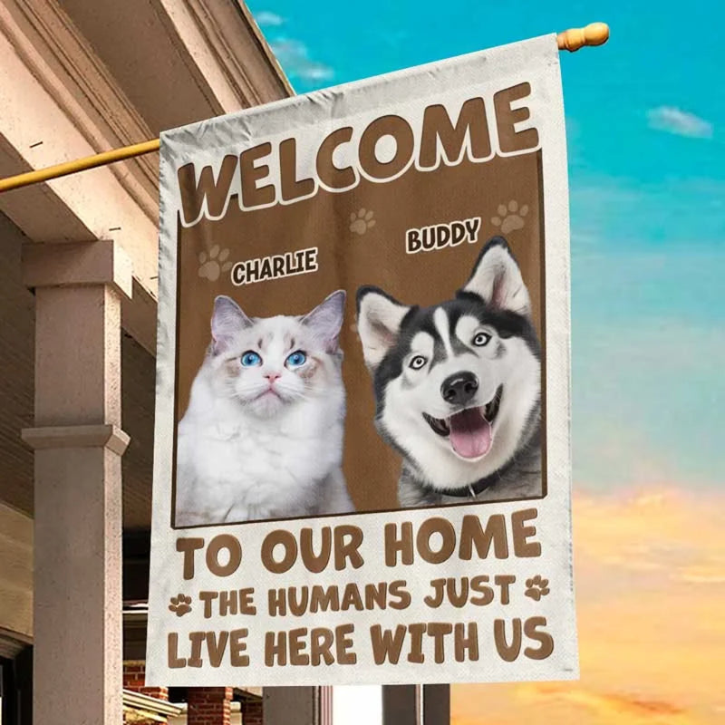 Custom Pet Photo Welcome Home Gifts for Pet Lovers - Personalized Flag