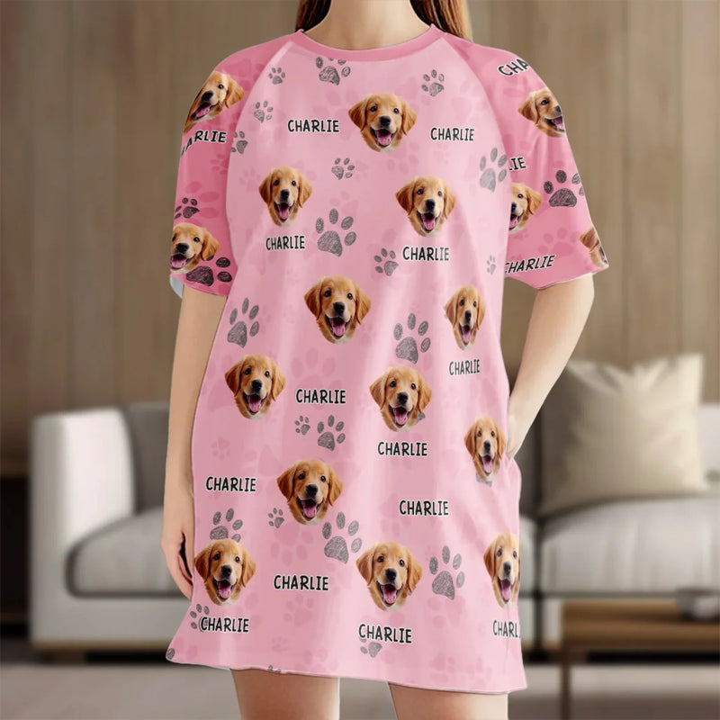 Custom Photo Pure Joy Comes From Wagging Tails - Dog & Cat Personalized Custom Women's Sleep Tee - Gift For Pet Owners, Pet Lovers