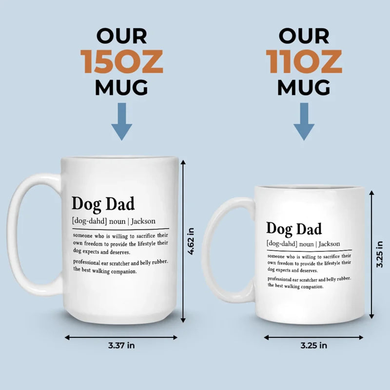 Custom Name Dog Dad Gifts for Dog Lovers - Personalized Mugs