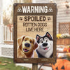 Warning Spoiled Rotten Dogs Live Here - Dog Personalized Custom Home Decor Metal Sign - House Warming Gift For Pet Owners, Pet Lovers