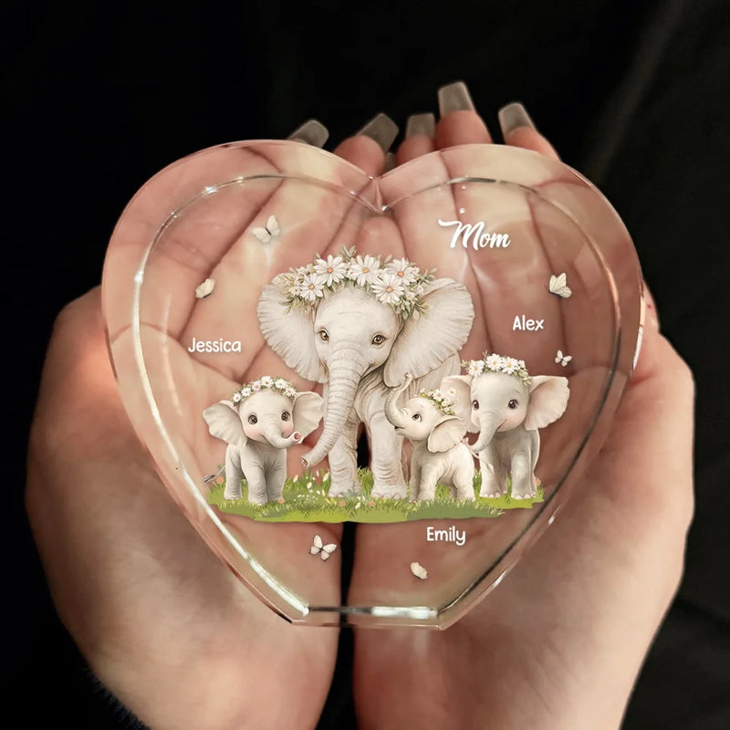Mom, You Make Life Beautiful - Family Personalized Custom 3D Crystal Heart Shaped - Mother's Day, Gift For Mom