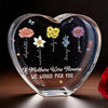 Flowers Bloom In Mother's Garden Of Love - Family Personalized Custom 3D Crystal Heart Shaped - Mother's Day, Gift For Mom, Daughter