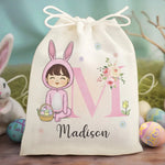 Custom Name Easter Bunny Gifts for Girls - Personalized Favor Bag