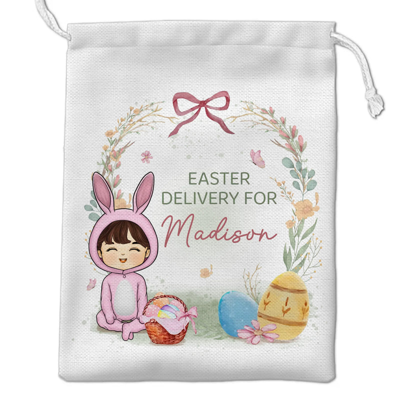 Custom Name Easter Bunny Gifts for Kids - Personalized Favor Bag