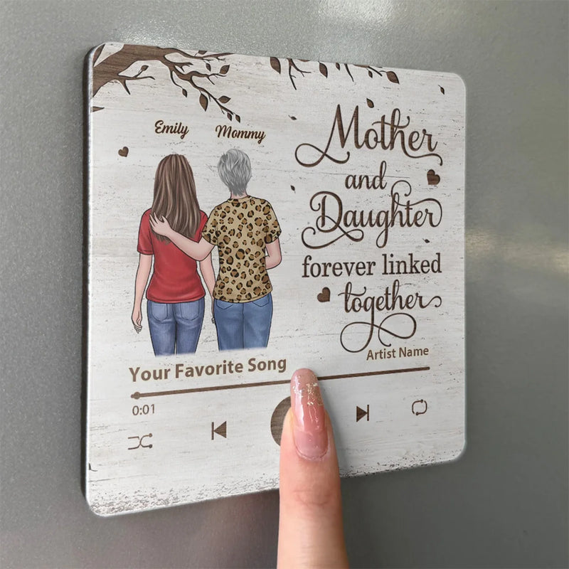 Always Linked By Love And Care - Family Personalized Custom Music Fridge Magnet That Can Play Songs - Mother's Day Gift For Mom, Daughter