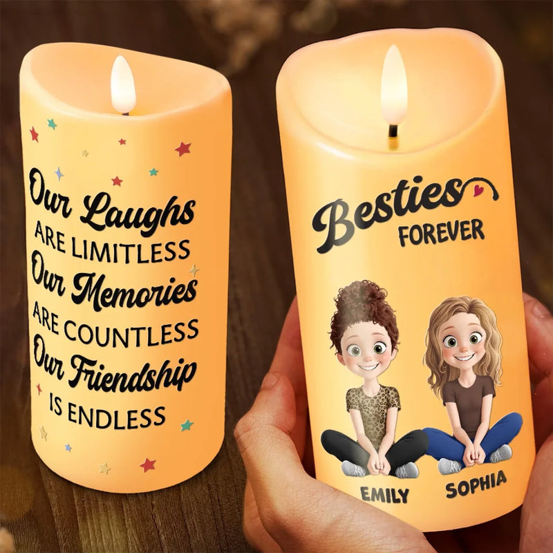 Real Friends, Real Love, Real Laughs - Bestie Personalized Custom LED Candle - Gift For Best Friends, BFF, Sisters
