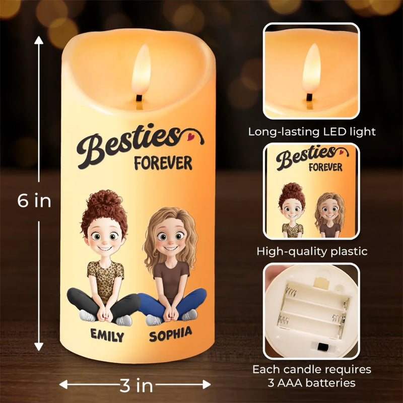 Real Friends, Real Love, Real Laughs - Bestie Personalized Custom LED Candle - Gift For Best Friends, BFF, Sisters