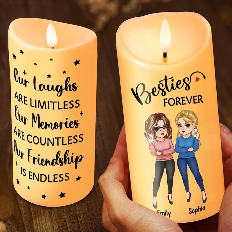 Life’s Better With Besties By Your Side - Bestie Personalized Custom LED Candle - Gift For Best Friends, BFF, Sisters