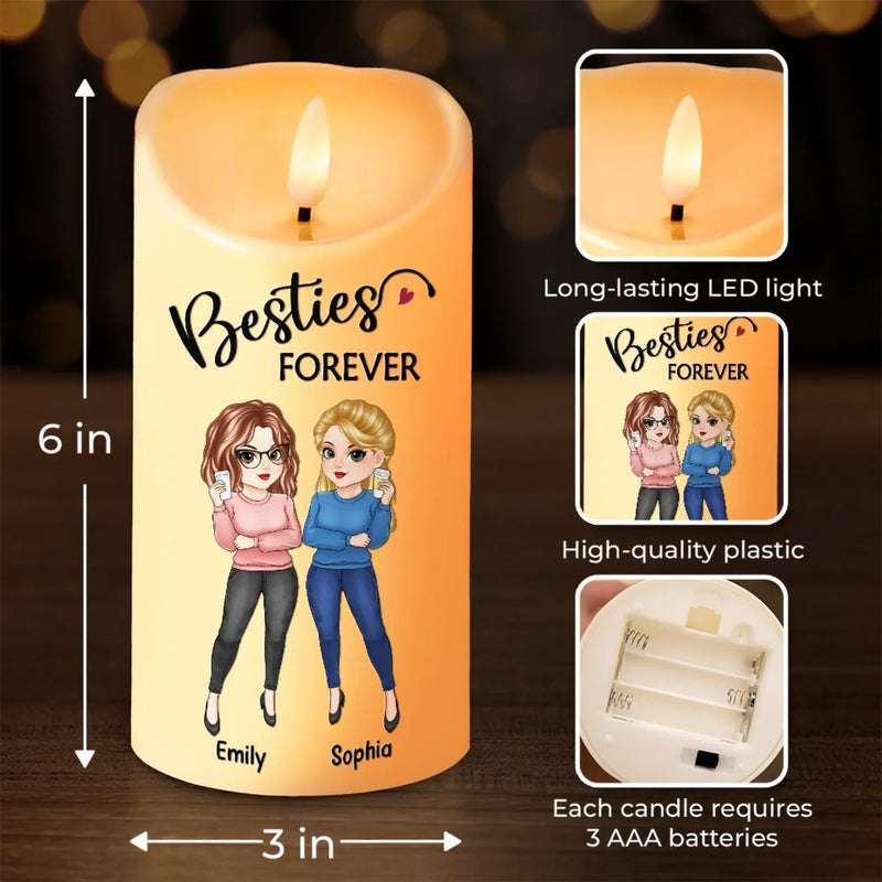 Life’s Better With Besties By Your Side - Bestie Personalized Custom LED Candle - Gift For Best Friends, BFF, Sisters