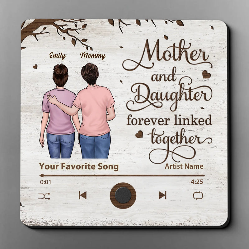 Always Linked By Love And Care - Family Personalized Custom Music Fridge Magnet That Can Play Songs - Mother's Day Gift For Mom, Daughter