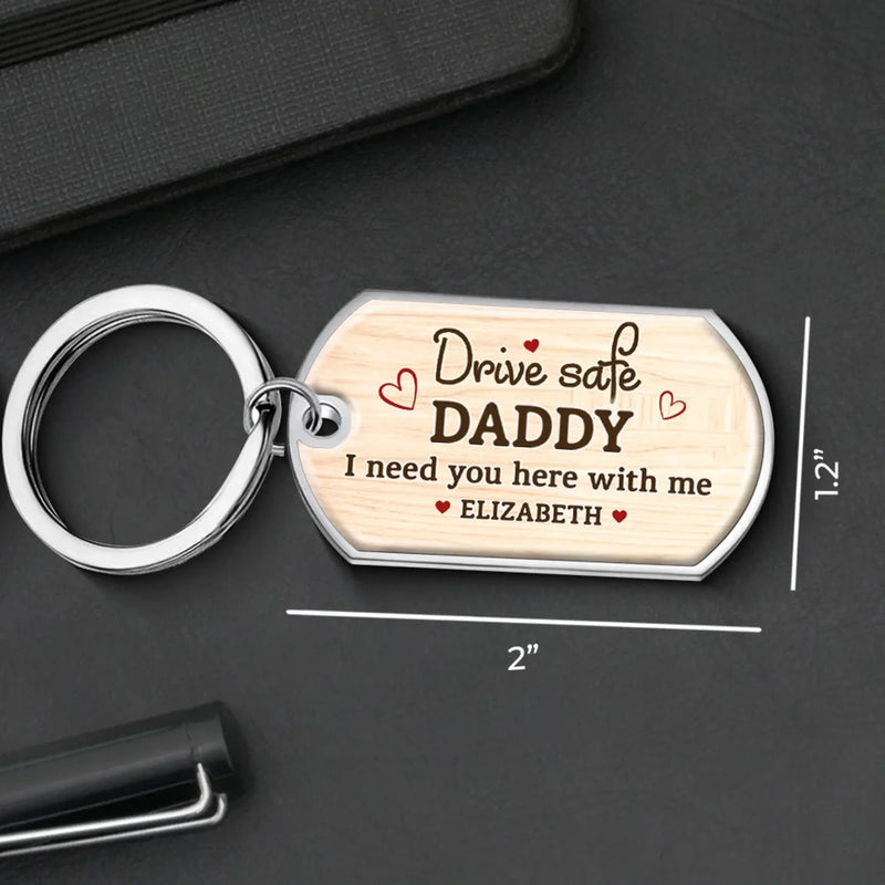 Custom Photo Daddy Drive Safe Gifts for Fathers - Personalized Keychain