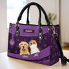 Paws, Love, And Happiness - Dog & Cat Personalized Custom Leather Handbag - Gift For Pet Owners, Pet Lovers