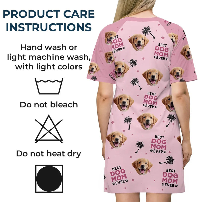 Custom Photo Best Fur Mom Ever - Dog & Cat Personalized Custom Women's Sleep Tee - Gift For Pet Owners, Pet Lovers