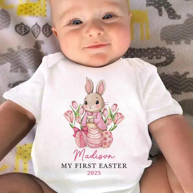 First Easter, First Memories - Family Personalized Custom Baby Onesie - Easter Gift For Baby Kids, Newborn Baby