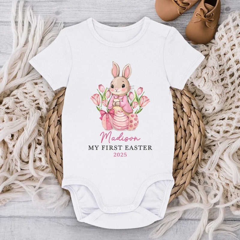 First Easter, First Memories - Family Personalized Custom Baby Onesie - Easter Gift For Baby Kids, Newborn Baby