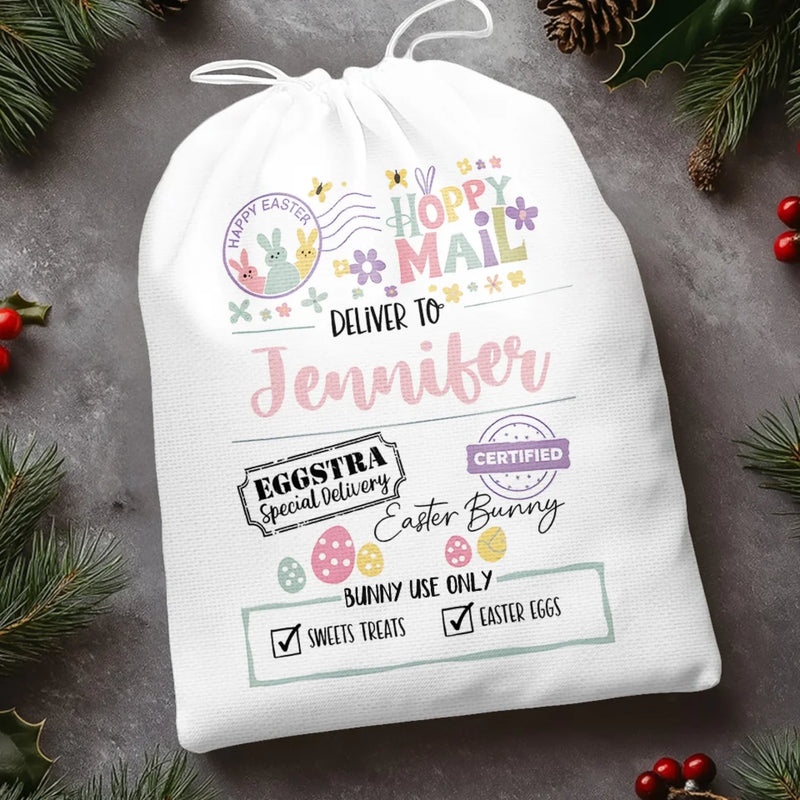 Custom Name Easter Bunny Mail Gifts for Kids - Personalized Favor Bag