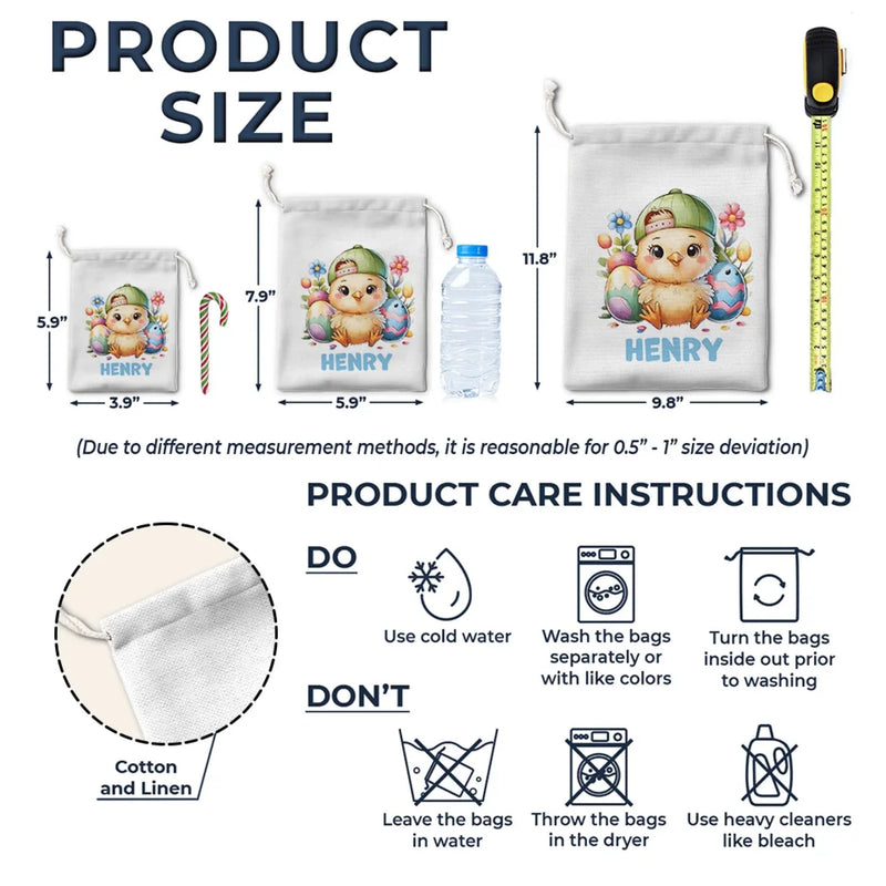 Custom Name Easter Chick Gifts for Kids - Personalized Favor Bag