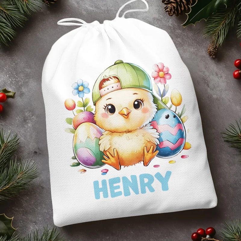 Custom Name Easter Chick Gifts for Kids - Personalized Favor Bag