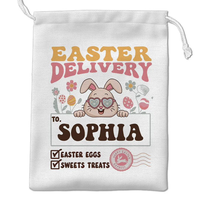 Custom Name Easter Bunny Delivery Gifts for Kids - Personalized Favor Bag