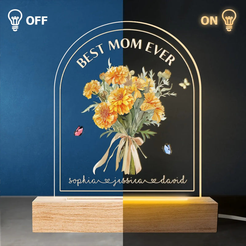 Best Mom Ever - Family  Personalized Custom Shaped 3D LED Light - Mother's Day, Gift For Mom