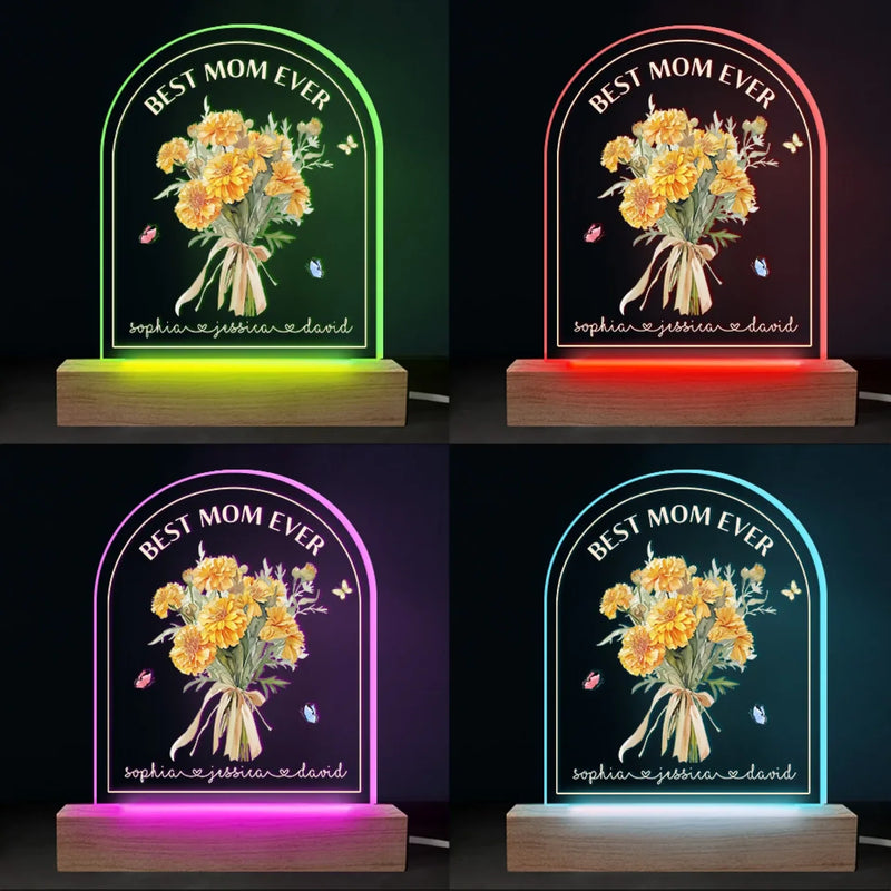 Best Mom Ever - Family  Personalized Custom Shaped 3D LED Light - Mother's Day, Gift For Mom