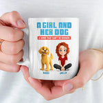 Custom Name Girl and Her Dog Gifts for Dog Lovers - Personalized Mugs