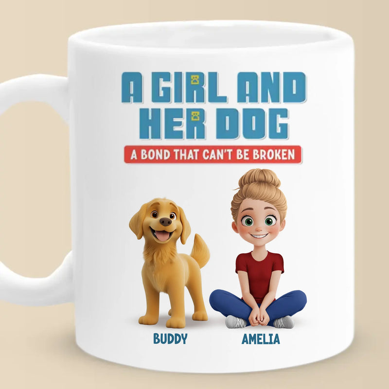 Custom Name Girl and Her Dog Gifts for Dog Lovers - Personalized Mugs