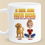 Custom Name Girl and Her Dog Gifts - Personalized Mugs