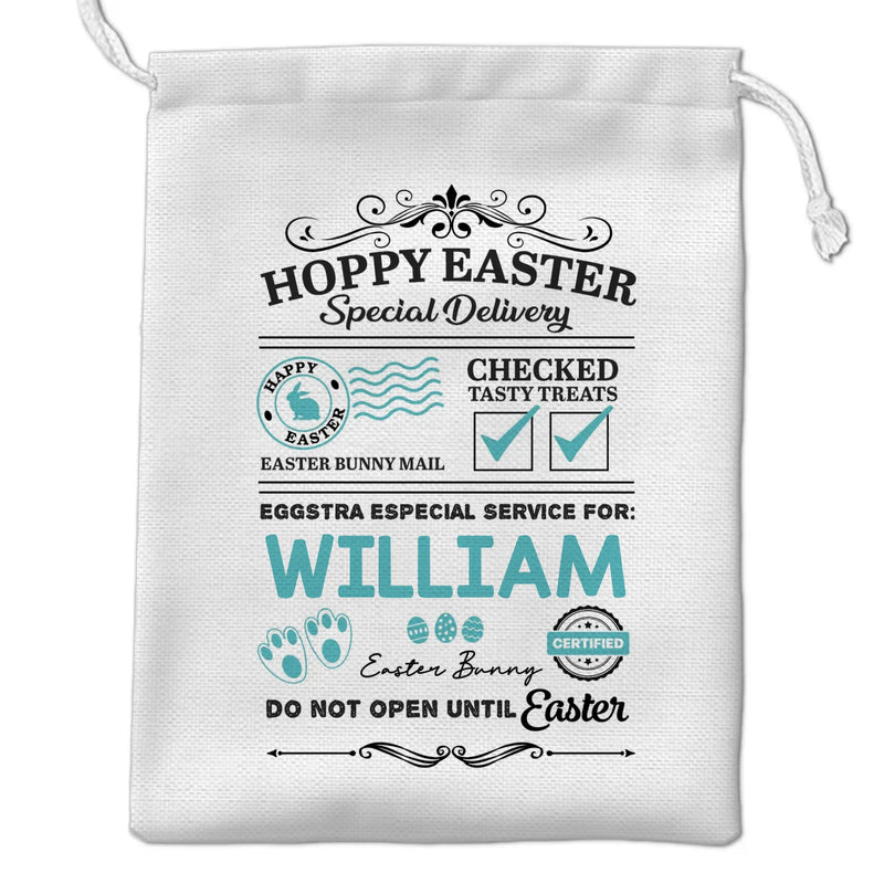 Custom Name Easter Bunny Treat Bag - Personalized Favor Bag