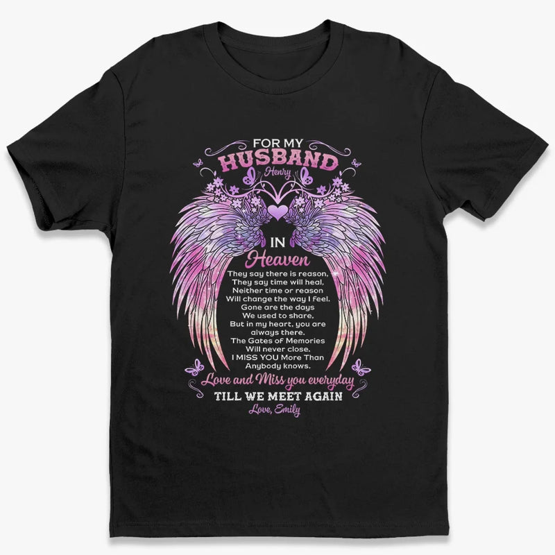 Custom Name Husband in Heaven Memorial Gifts for Wife - Personalized Apparel