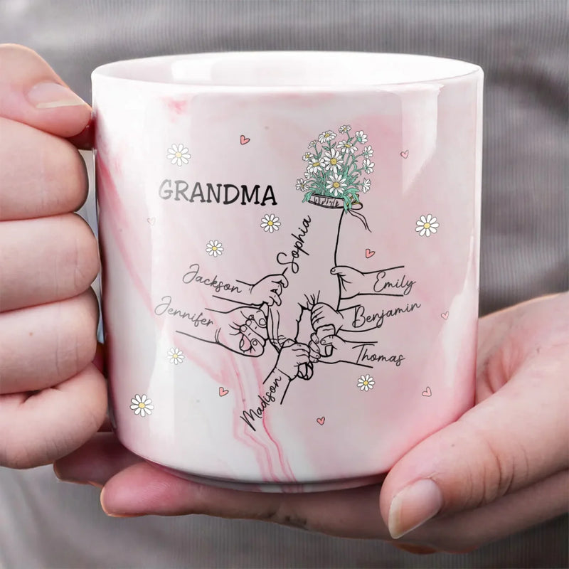 Custom Name Grandma Gifts - Personalized Marble Mug