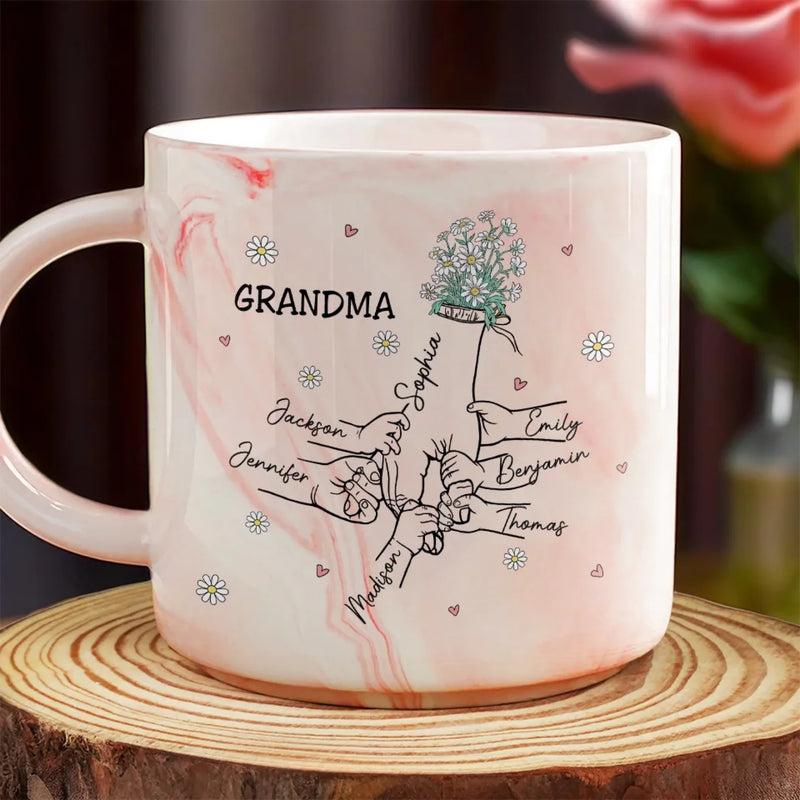 Custom Name Grandma Gifts - Personalized Marble Mug