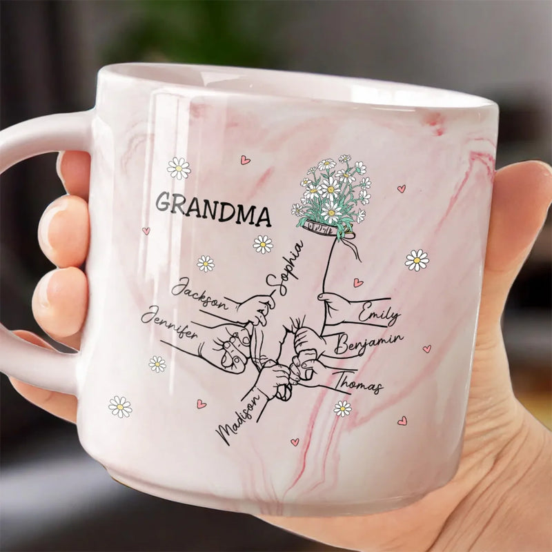 Thanks For Always Being My Safe Place - Family Personalized Custom Marble Mug - Mother's Day, Gift For Mom, Grandma