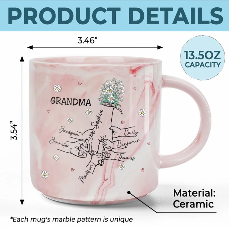 Custom Name Grandma Gifts - Personalized Marble Mug