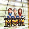 Mom’s Heart Is The Warmest Place - Family Personalized Window Hanging Suncatcher Ornament - Mother's Day, Gift For Mom, Grandma