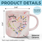 Custom Name Grandma Gifts for Mothers - Personalized Marble Mug
