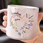 Custom Name Grandma Gifts for Mothers - Personalized Marble Mug