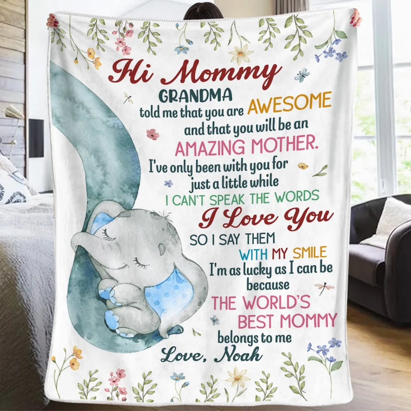 The World's Best Mommy - Family Personalized Custom Blanket - Mother's Day, Baby Shower Gift, Gift For First Mom
